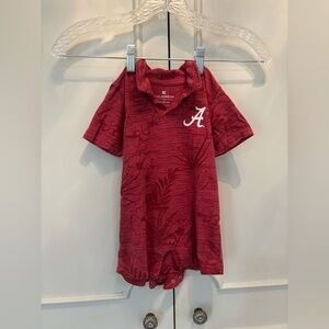 Colosseum Crimson Alabama Polo Romper with Tropical Print